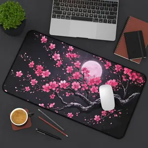 Cherry Blossom Mouse Pad– Hand-Drawn Sakura Tree Desk Mat, Aesthetic Kawaii Gaming Mouse Pad, Large Non-Slip Rubber Mousepad for Office, School, Home, Laptop, PC, Keyboard Desk Setup, Desk Organizer, Office Desk Keyboard Mouse Mat