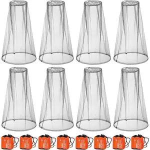 8 Pcs Head Face Fly Netting Hood Net Hat 18 x 18 Inch Bug Net for Head with Carry Bags