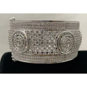 Silver Lock Kada with Baguette Size 2.8