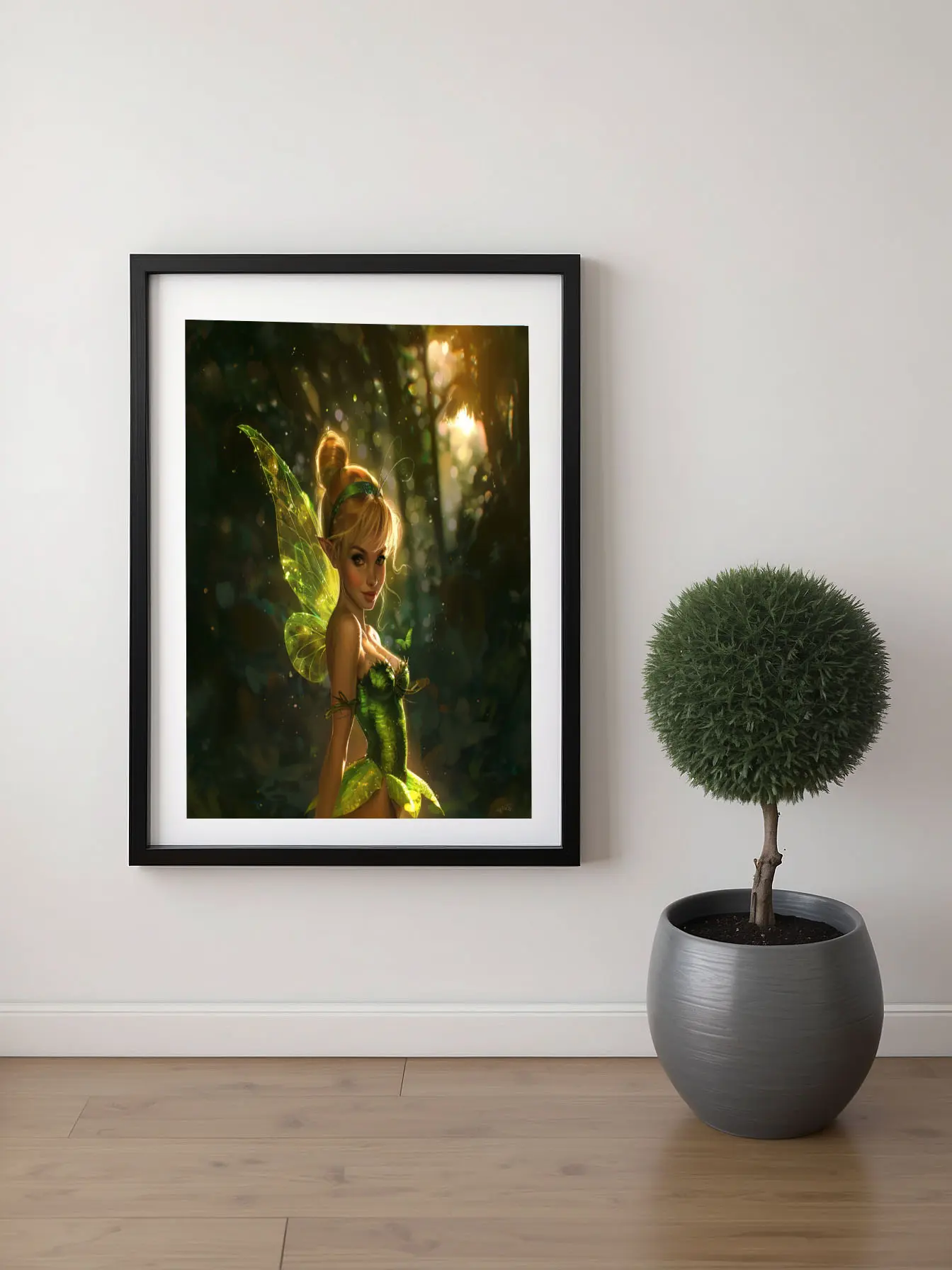 13" x 19"  High Quality Photo Print black Color Framed Picture - Tinkerbell Decoration Poster