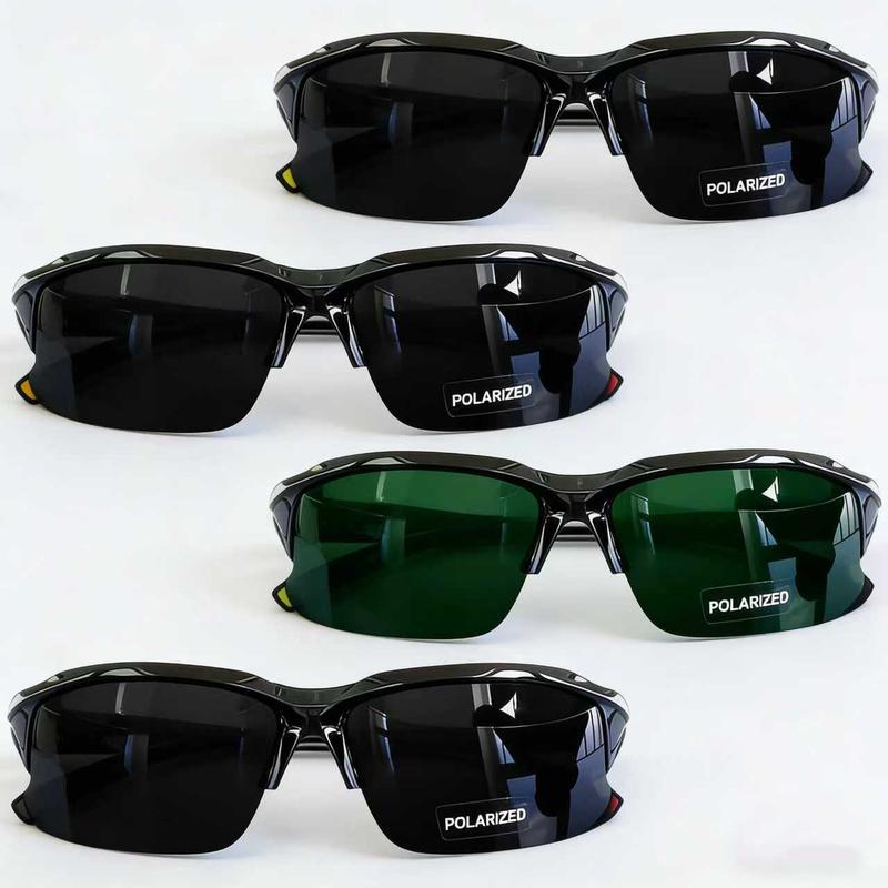 4-Pack Polarized Sports Sunglasses for Men Women, Rimless UV400 Shades, Lightweight Anti-Glare Windproof Sun Glasses, Trendy Unisex Eyewear for Running Fishing Golf Driving Cycling Hiking & Outdoor Activities, All-Day Comfort Fit bikesunglasses