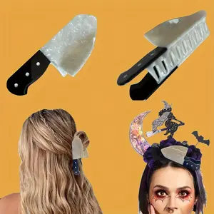 1PC Knife Shaped Acrylic Hair Clip Unique Punk Y2K Style Cartoon Hair Accessory Halloween Ponytail Holder Quirky Hip Hop Style Hairpin Gift with Distinctive Charm