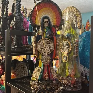 15 in Authentic Aztec-Inspired Santa Muerte Statue, 7 Powers Charged for Spirituality Home Decor