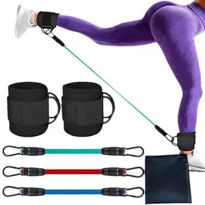 Adjustable Ankle Resistance Bands Set with 10/20/30LB Elastic Bands, Leg & Glute Workout Straps for Strength Training, Pilates, Home Fitness with Storage Bag