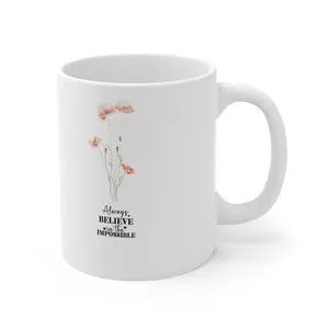 Floral Ceramic Mug, Inspirational Quote, Positive Affirmation, Gift for Her