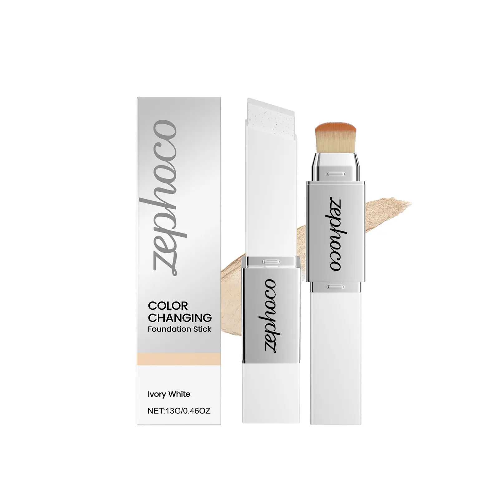 zephoco The Ivory White Two-In-One Color-Changing Foundation Stick Is Light, Moist, Natural, Adheres Well Without Sticking, And Provides A Thin, Clear And Transparent Foundation