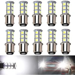 10-Pack 6500K White 1157 2057 2357 7528 BAY15D LED Bulbs 5050 18-SMD Replacement Lamps for 12V Interior RV Camper Trailer Lighting Back Up Reverse Lights or Tail Brake Lights
