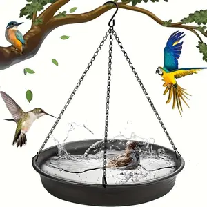 Bird Bath & Bird Feeder, Hanging Bird Feeder with Hook & Chain, Outdoor Garden Hanging Bird Feeder, Garden Supplies