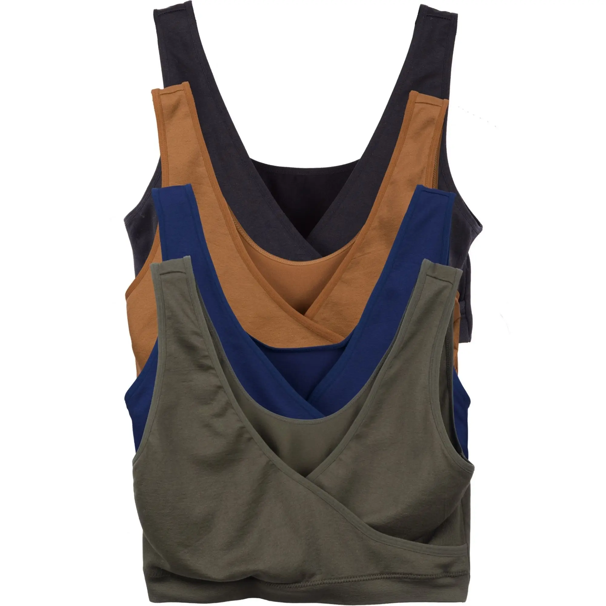 Caramel Cantina Nursing Bra Sleep Bralette Criss Cross Front Wide Straps Materni...