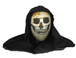 MINDSCOPE ANIMAT3D The Hauntley's Animated Talking Head with Built-in Speaker Projector Singing Talking Joking Fun for Indoor/ Outdoor (covered porch) Use 11" Tall Funny Comedy Hat Party Event Props