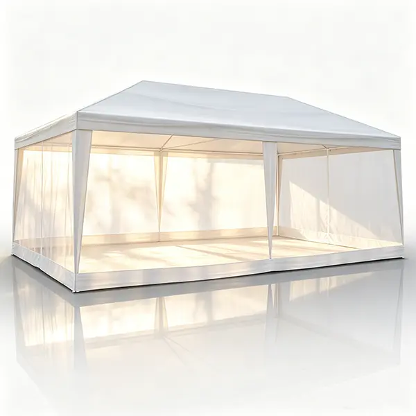 10x20FT Steel Frame Canopy Tent - Lightweight Top Frame Tent with 6 Mesh Sidewalls, Outdoor Bug-Free Shade with Max Airflow, 15-Min Setup for Backyard BBQs, Pool Use, Lightweight Canopy