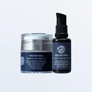 NILCEUTICA Hyaluron 3D Hydrator Face Cream & Tight and Bright Face Serum Duo for Enhanced Hydration, Tightening and Brightening