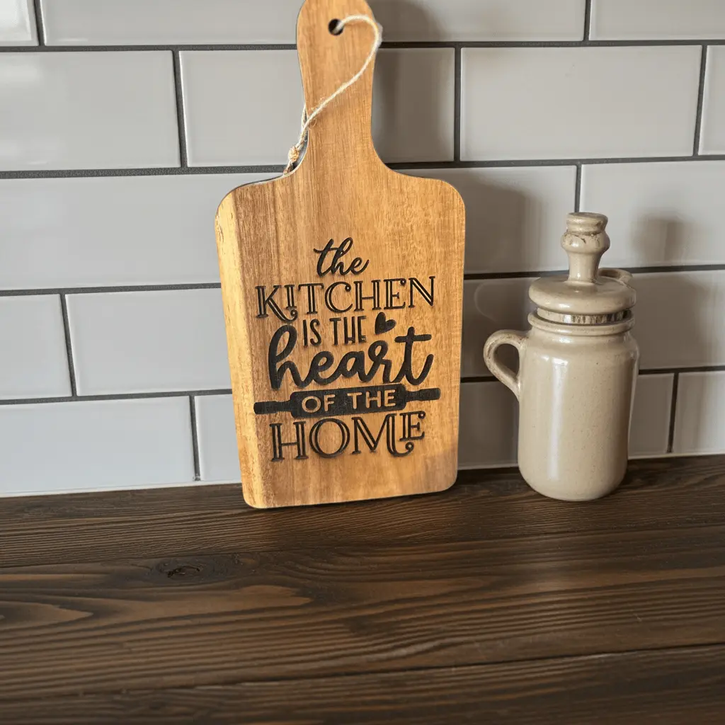 Laser Engraved Acacia Wood Cutting Board – Kitchen Decor, Cheeseboard, Gift for Food Lovers