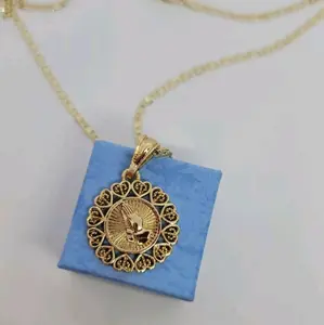 praying hands with hearts necklace gold-plated