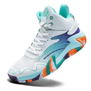 Mesh breathable sneakers non-slip basketball shoes casual running shoes with an irregular upper pattern and sole pattern anti-slip feature