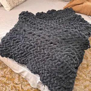 Hand woven large 5x7 grey throw