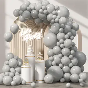 120Pcs Gray Balloons, 18 12 10 5 Inch Grey Balloons Different Sizes Gray Balloon Arch Kit For Birthday Baby Shower Wedding Anniversary Party Decorations