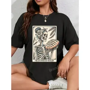 Sourdough Bread Tarot Card Skeleton Homemaker Baking T-Shirt