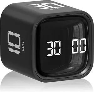 Kitchen Cube Pomodoro Flip Timer - Silent Visual Timer with 5/10/30/60 Min & Custom Settings, ADHD Productivity Tool