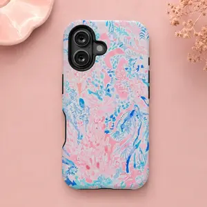 Blue and Pink Warm Water Design iPhone Case - Durable, Shock Absorbing, Stylish Protection - Compatible with iPhone 17,16,15,14,13,12,11, Plus, Pro, Pro Max - Smartphone Cellphone Handheld Devices Accessories - Perfect Birthday ,Festive,Snowman,Dual,Layer