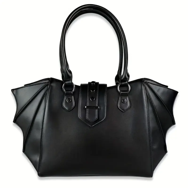 PU Bat Wing Tote & Messenger Bag - Large Capacity Retro Bat-Themed Handbag with Zipper Closure, Bat Wing Design Suitable for Business & Daily Use, Lining, Elegant for or Casual Outfits