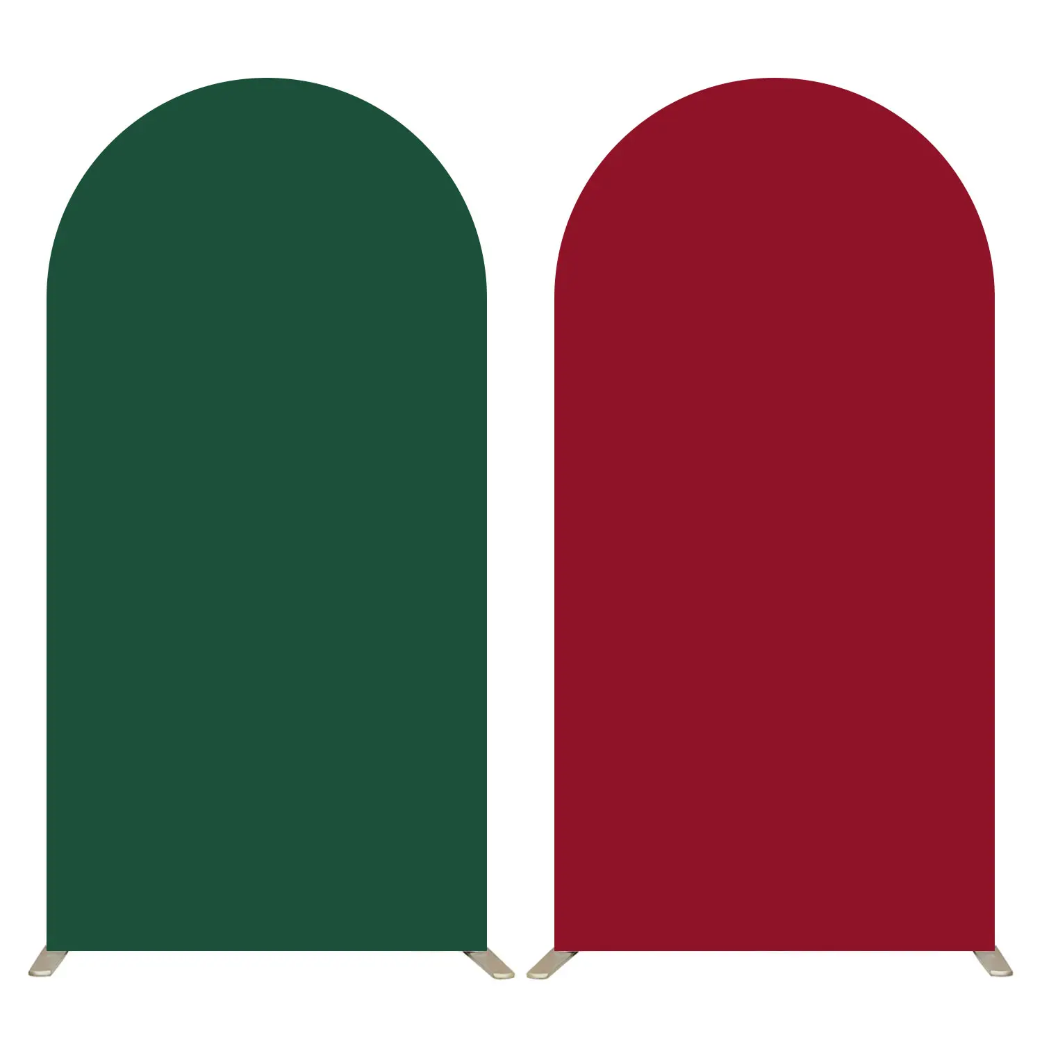 Double Sided Solid Dark Green Burgundy Arch Cover 3.28x6.56ft Stretch Tension Fabric Arch Backdrop Stand Cover Reusable for Wedding Birthday Christmas Holiday Photo Booth Party Decor