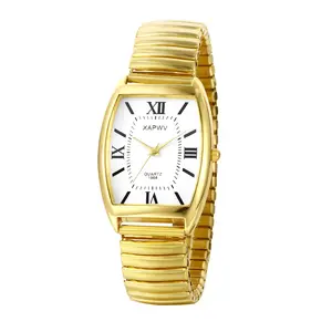 OIDEA Couple Rectangle Luminous Stretch Band Watch, Roman Numeral Slim Stainless Steel Quartz Watches