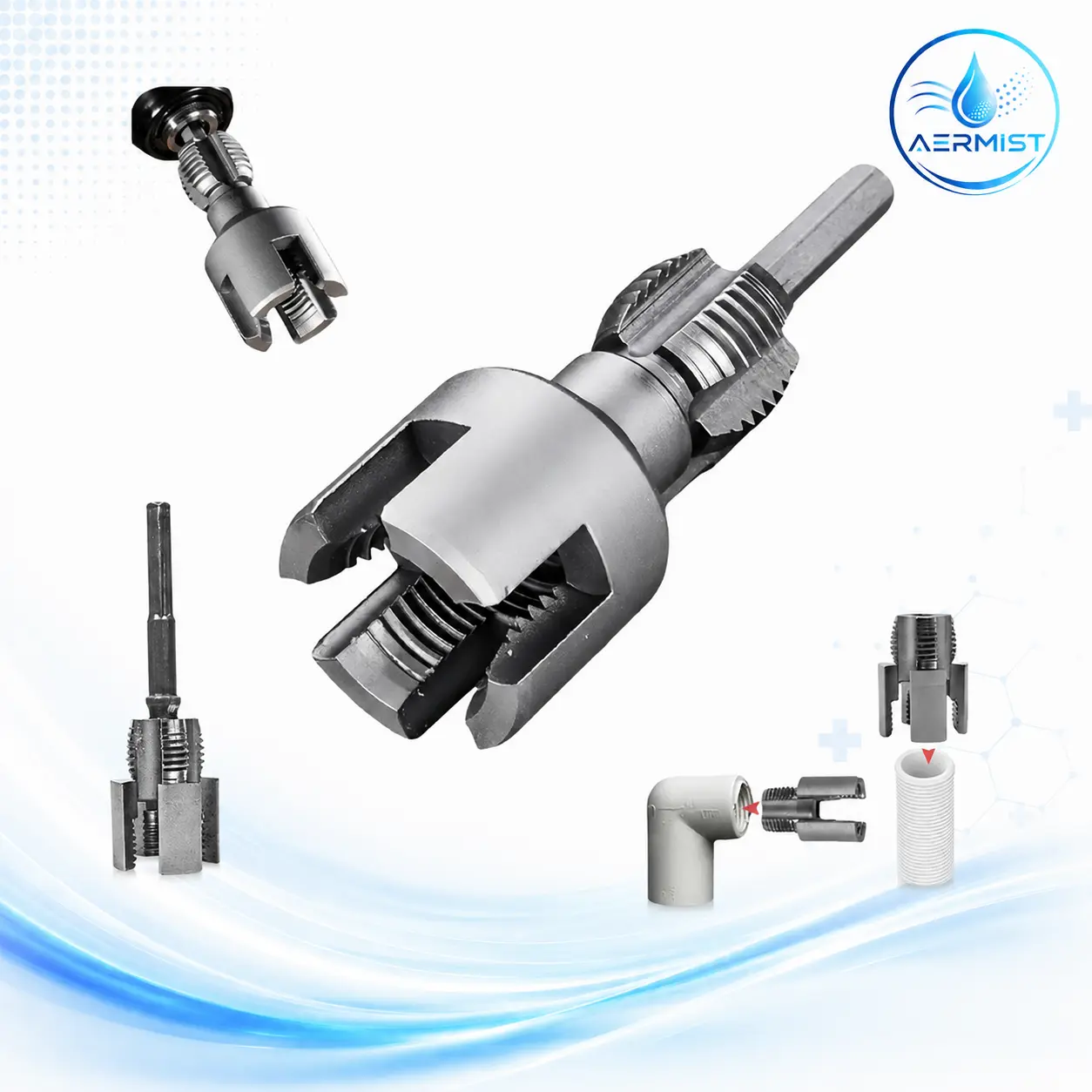 1/2'' 3/4'' PVC Pipe Thread Cutting Tool Integrated Internal & External Pipe Threading Tool Upgrade Pipe Thread Cutting Tool for Plumbing DIY Repairs