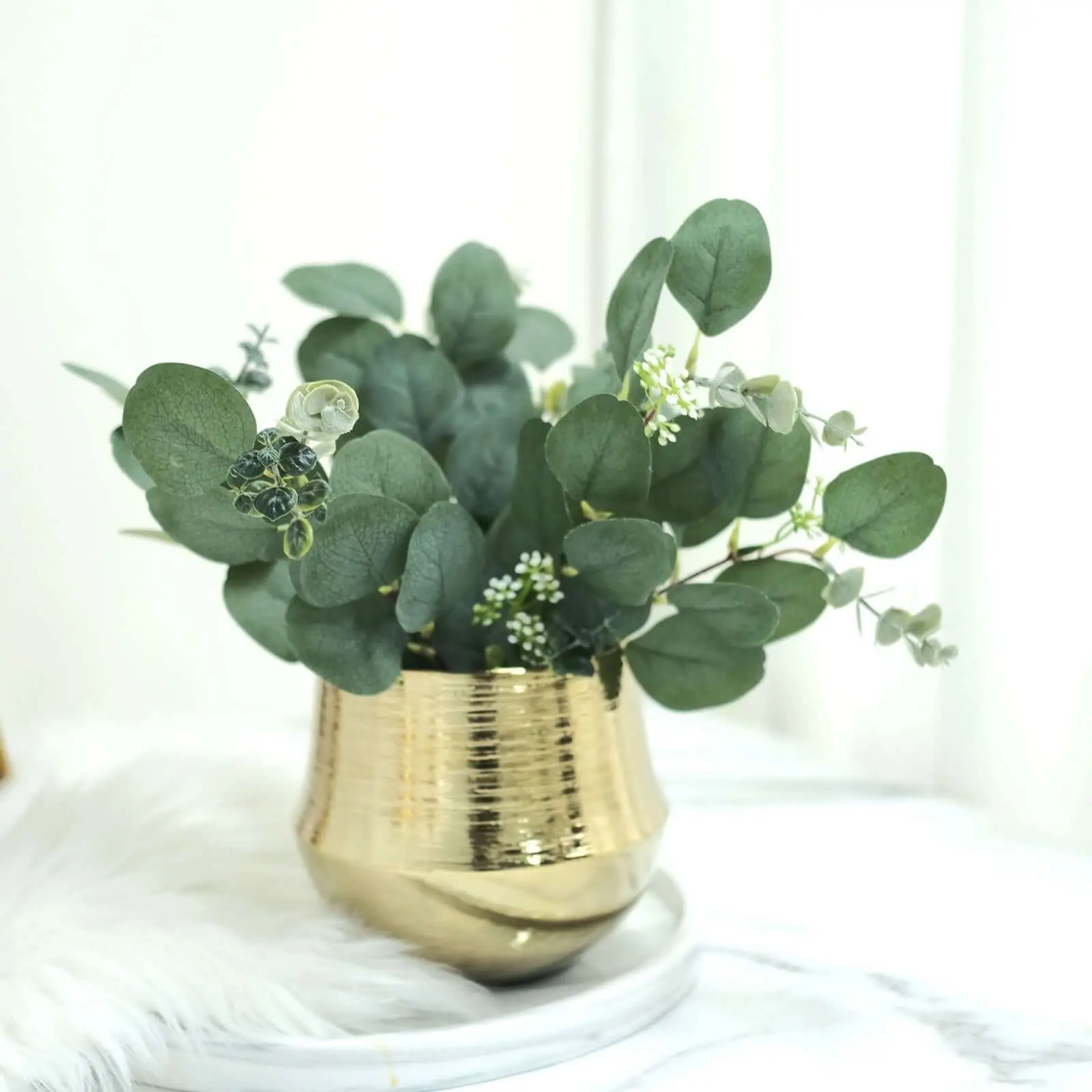 14-Pack 12in Synthetic Real Touch Silver Dollar Eucalyptus Stems - Artificial Flowers, Faux Greenery, Table Centerpiece Floral & Leaf Decor for Home Room Accessory, Table Centerpiece Decor, Home Decor Accessory