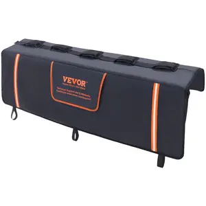 VEVOR Tailgate Bike Pad, 53 Truck Tailgate Pad Carry 5 Mountain Bikes, Upgraded Grooves Tailgate Protection Pad with Reflective Strips and Tool Pockets, with Camera Opening for Mid-Size Pickup Trucks