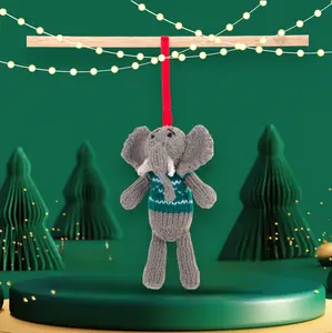 Elephant Green Christmas Crochet ornament  Amigurumi Cute Desk Decor Toy, Baby's First Nativity, Stocking Stuffer, Unique Festive Decor