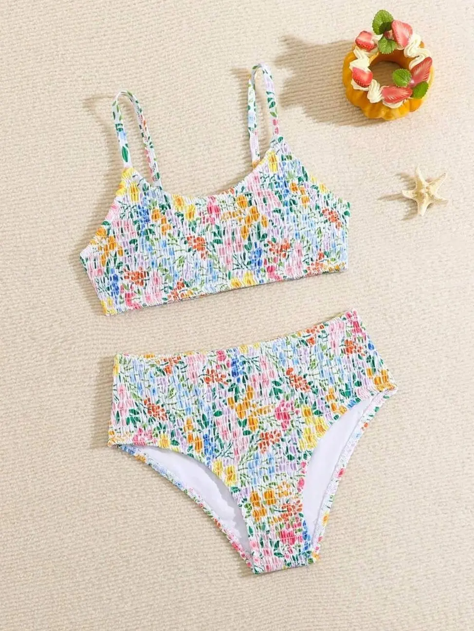 Tween Floral Print Bikini Set - Holiday Style Beach Swimwear