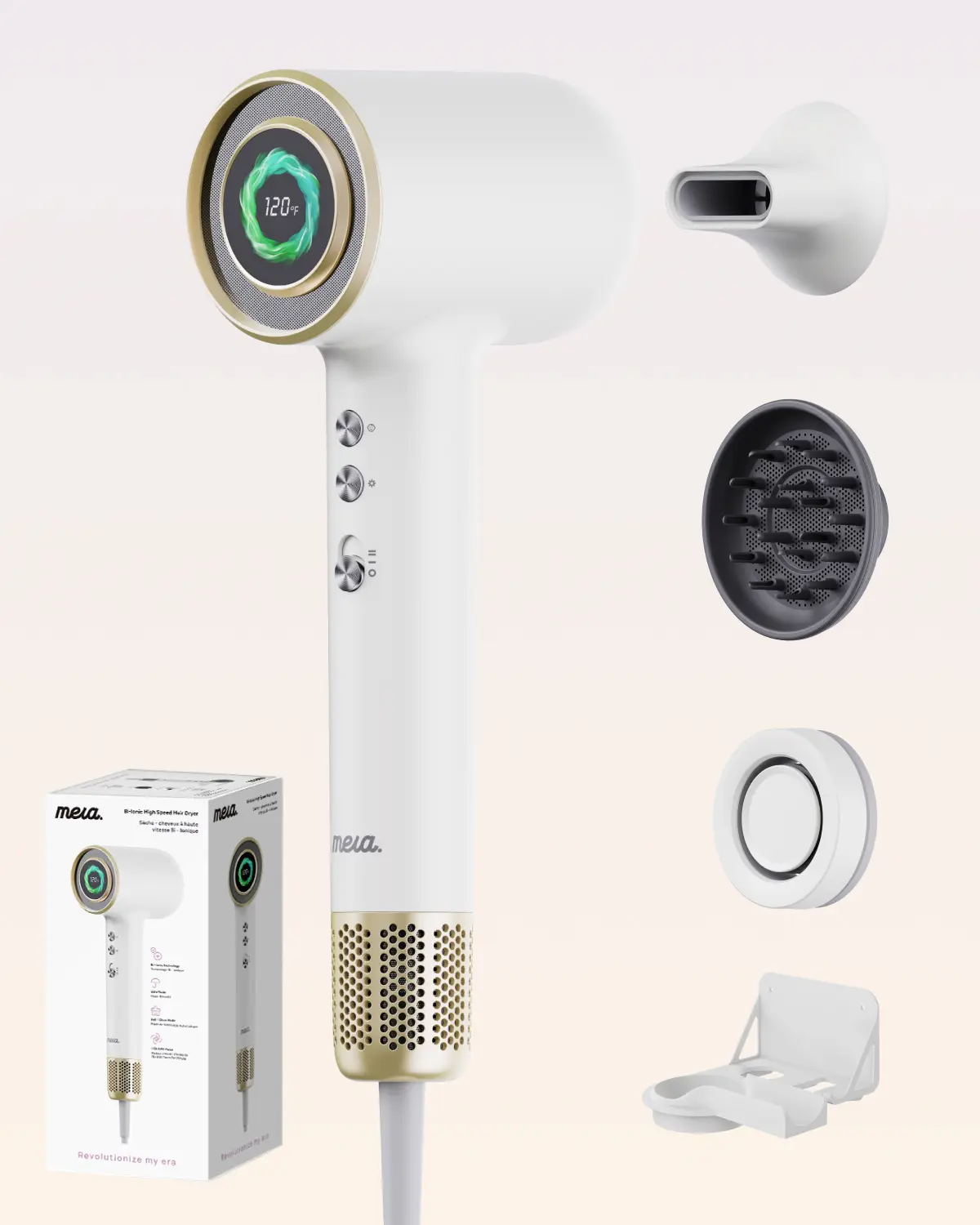 【MERA Ultra】Bi-Ionic Ultra-Speed Aromatic Professional Hair Dryer & Hand Dryer with Magnetic Diffuser & Aromatherapy Nozzle Safe Mode cUL Certified Lightweight for Travel