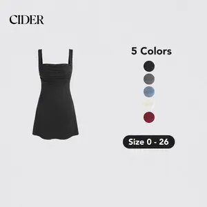 Cider [5 colors, Size 0-26] Ruched Square Neck Mini Dress SwimWeek
