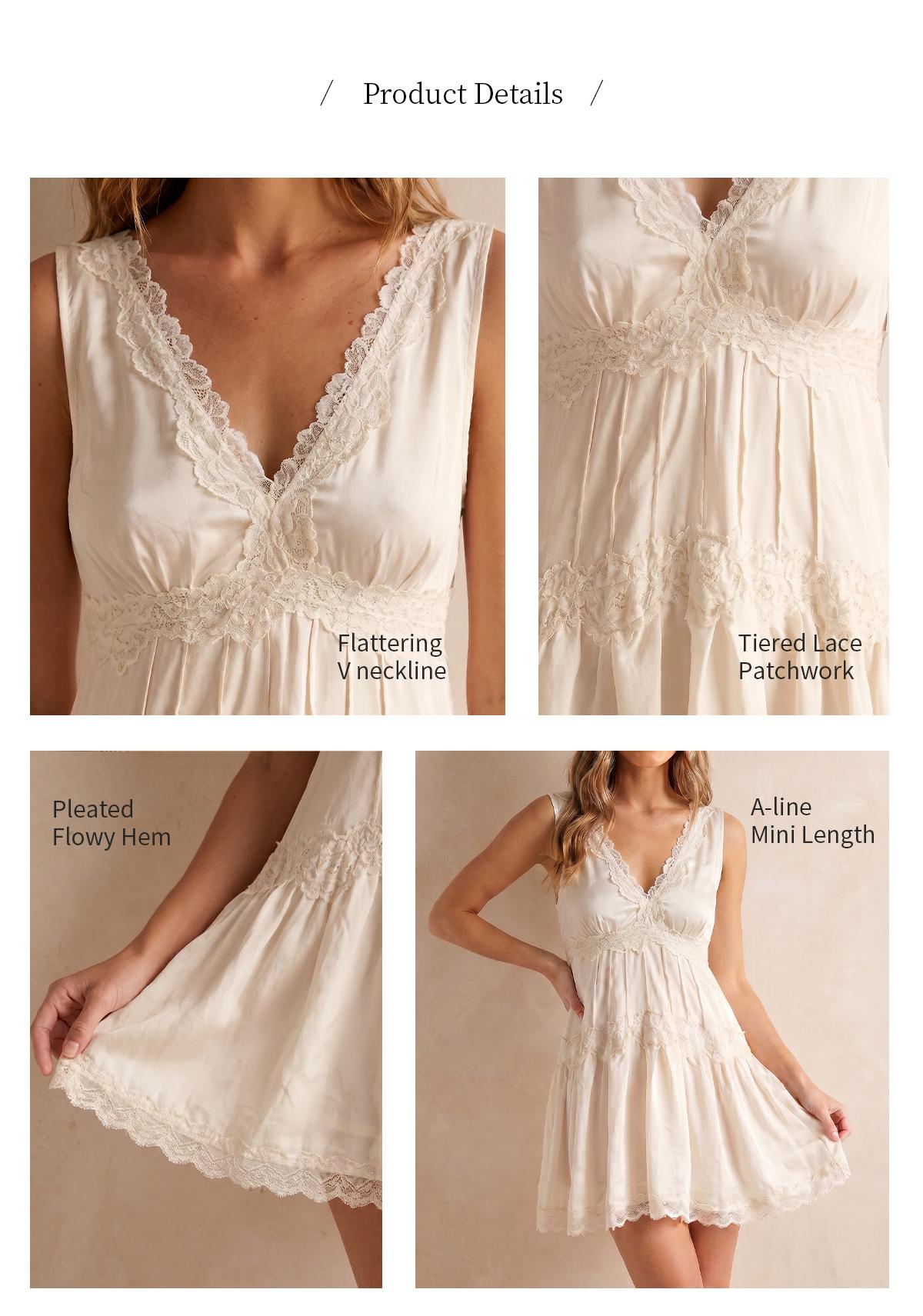 Sleeveless Tiered Dress with Lace Trim