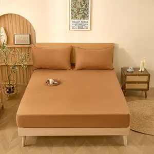 PUREFIBER 100% Natural Linen Rust Fitted Sheet Soft & Breathable Bedding for Comfortable Sleep Eco-Friendly Durable Long-Lasting All-Season Comfort