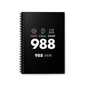 988 Call/Text/Chat Mental Health Support Spiral Notebook, 988 Lifeline Journal, Self-Care Planner, Inspirational Diary, Gift for Students