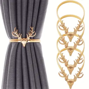 Metallic Deer Spring Curtain Tiebacks Set of 4, Christmas & Halloween Decorations, Modern Home Decoration Accessories, Elegant Design, Interior Decoration Accessories