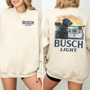 Limited Busch Light Men Best Friend 2 Sided Sweatshirt, Busch Light Dog Graphic Shirt, Drink Crewneck, Long Sleeve Pullover