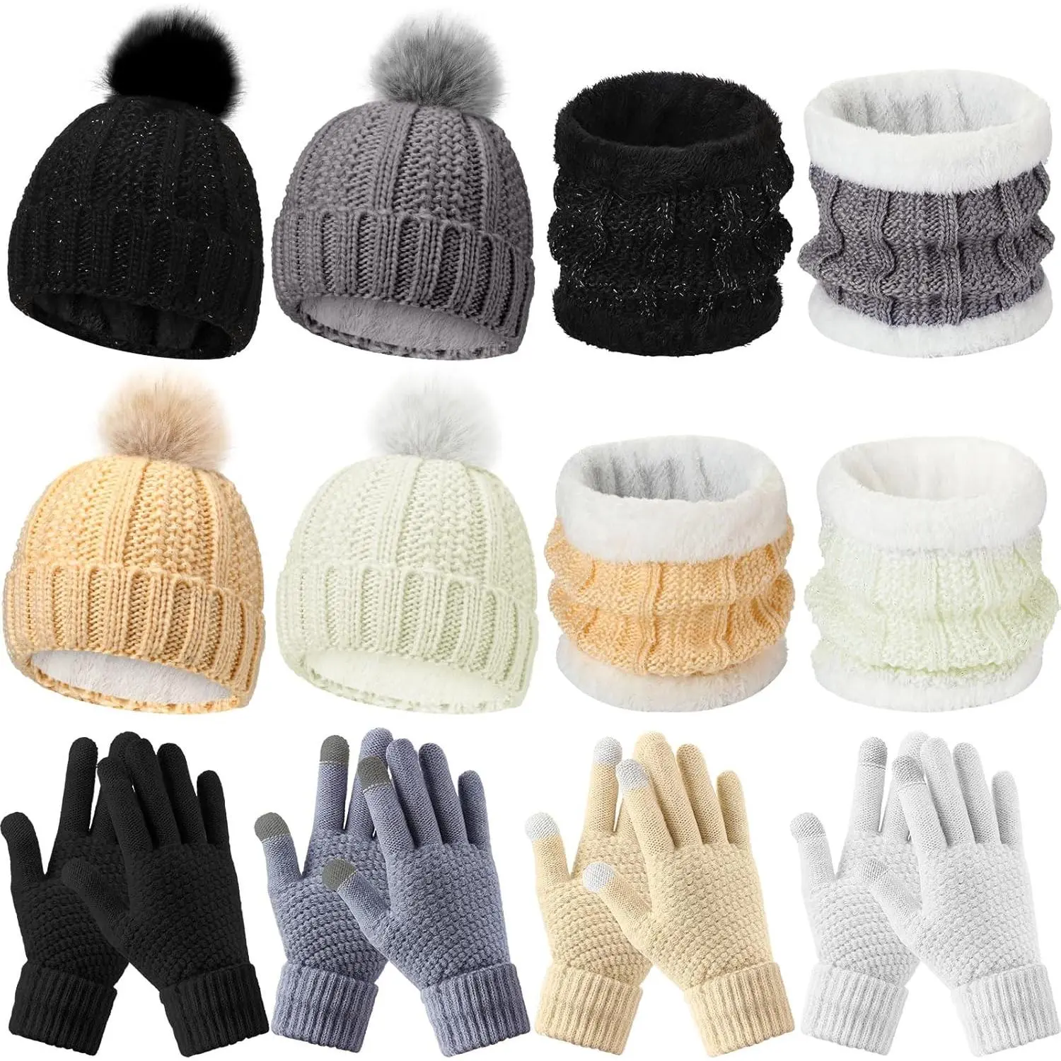 Black, White, Beige, Gray