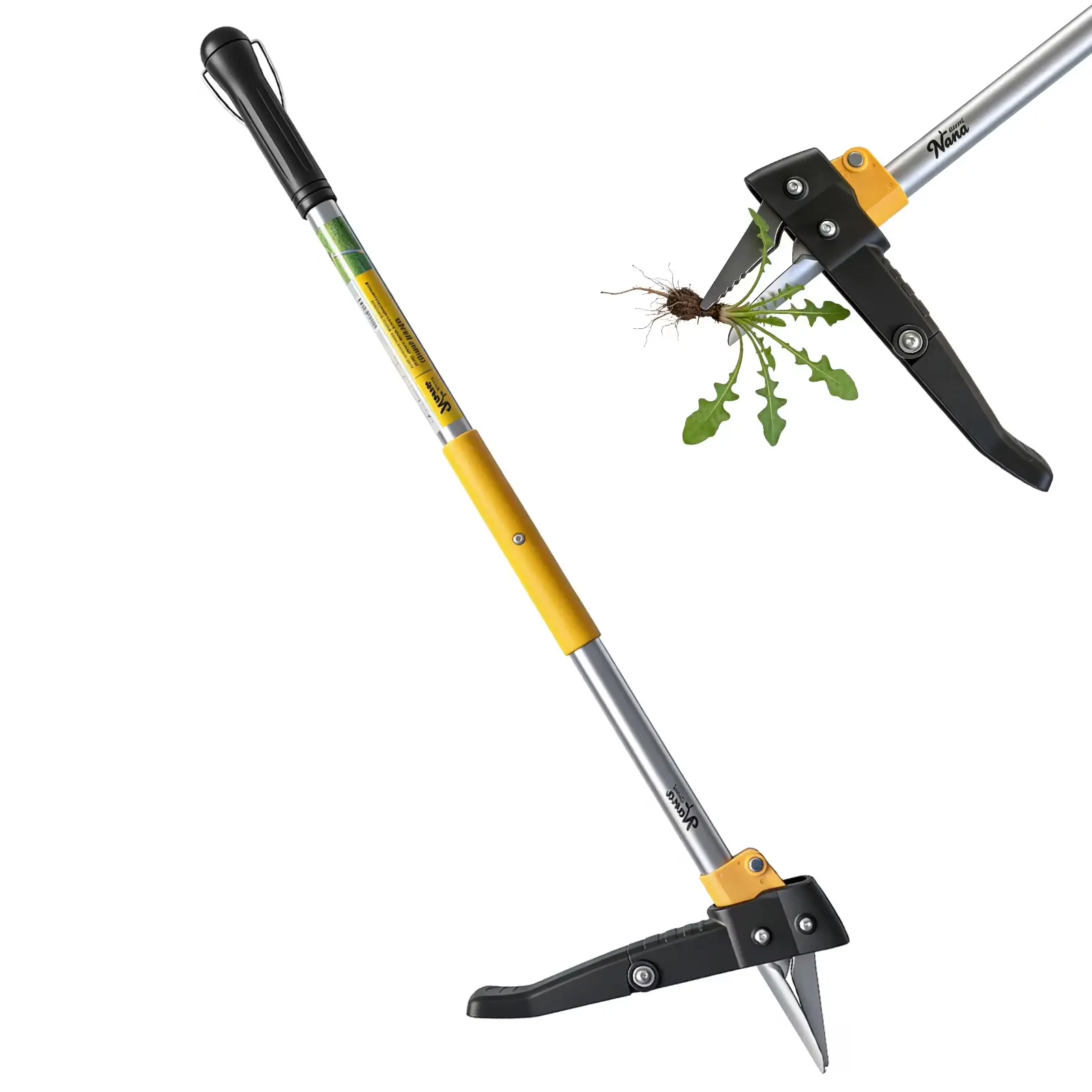 Stand Up Weed Puller Tool with 39 Inch Long Ergonomic Handle, Manual Garden Weeding Tool with Easy Eject Mechanism for Lawn and Yard Dandelion Removal