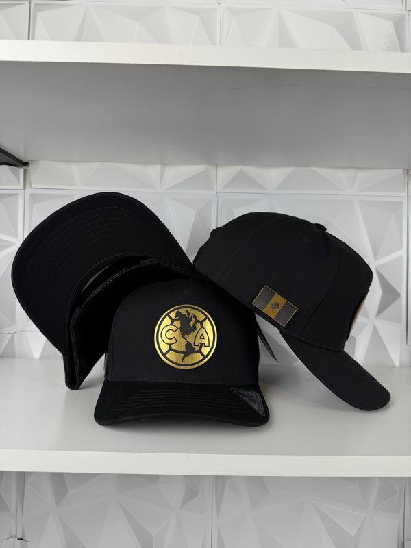 Club America Snapback Hat, Black & Gold Soccer Fan Cap, Liga MX Team Supporter Gift, Mexican Football Fan Apparel, Unique Game Day Hat