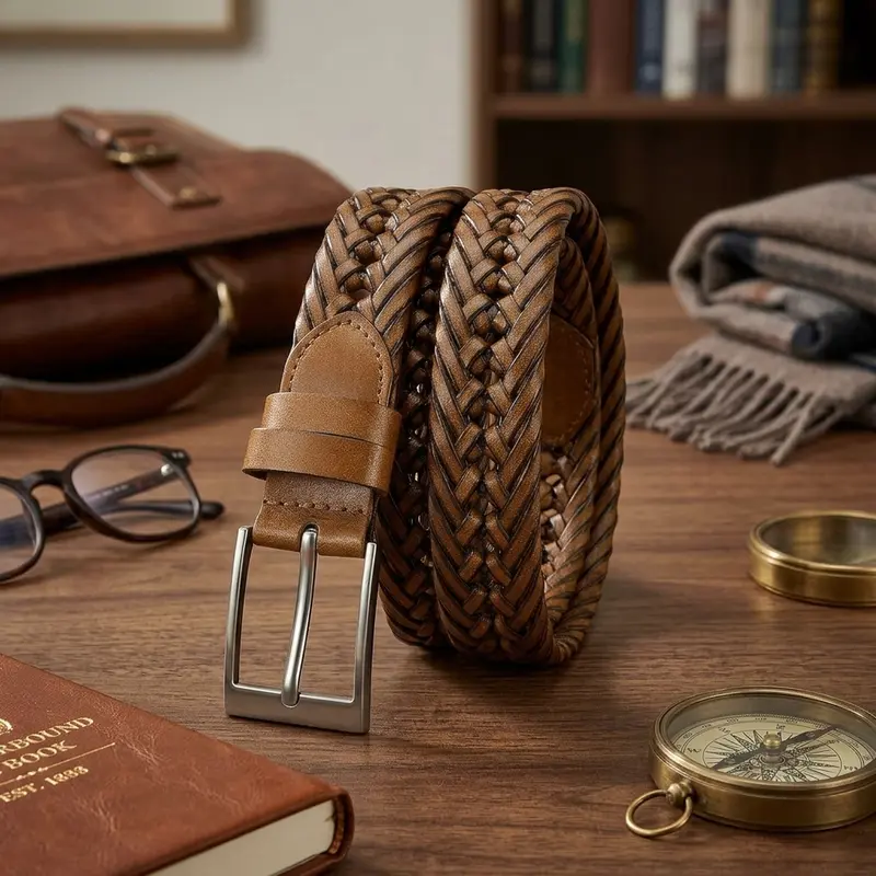braided leather dress belt BRAIDED LEATHER BELT – Primo Tailoring main image 1