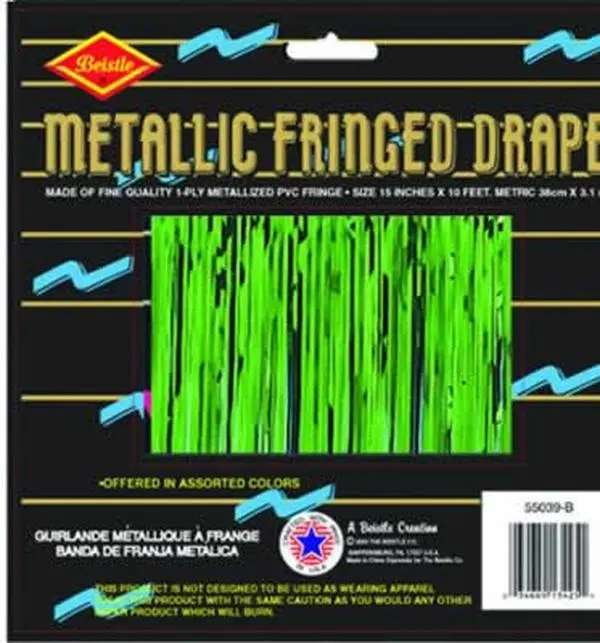 DDI 1907629 Packaged 1-Ply FR Metallic Fringe Drape - Green Case of 6