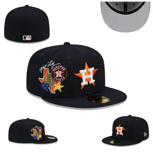 Houston Astros New Era 59FIFTY Fitted Hat – Houston City Edition Cap, Navy Orange Flat Brim Baseball Hat, Collectible Streetwear Headwear