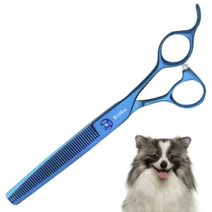 7in Thin Shear 56 Teeth Professional Thinning Scissors for Dog Grooming Japanese VG10 Stainless Steel Sharp Blending Shears for Pet Full Body Trimming with Safety Tip 25% Thinning Rate Tool