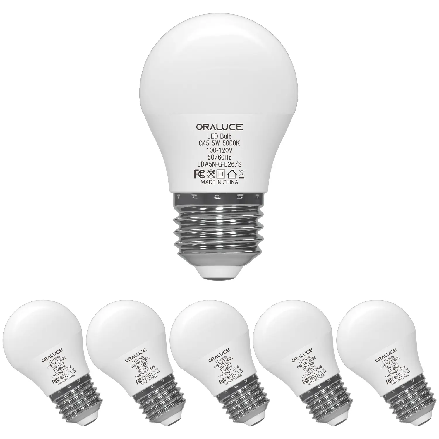 A15 LED Bulb, 5W E26 Standard Screw Base G45 Shape, 40W Equivalent Table Lamp Bulb, 450 Lumens, Non-Dimmable, 6-Pack Led Lighting