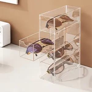 Multi-layer plastic drawer storage box, organizer box, transparent hair accessory storage box, stackable bathroom container, suitable for jewelry, cosmetics, hair ties, fashion glasses and stationery, jewelry storage and organization