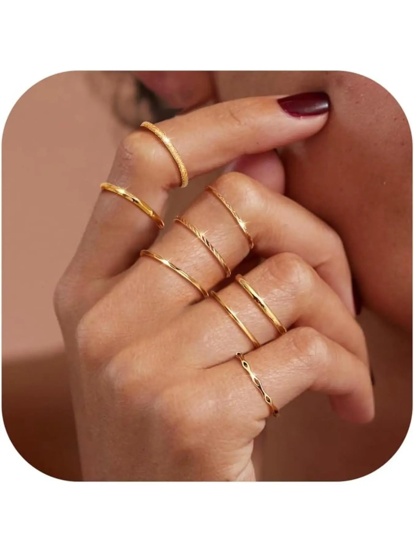 8pcs 1mm 2mm Stainless Steel Rings for Women Men, Minimalist Fashion Stackable Finger Rings Dainty Plain Thin Knuckle Stacking Midi Thumb Rings, Silver Color, Stacking Ring Set