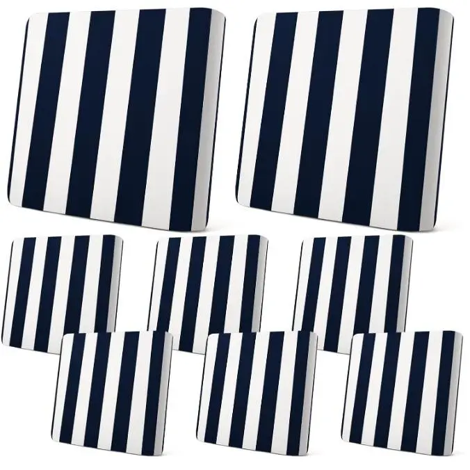 8 Pcs Navy Blue White Stripe